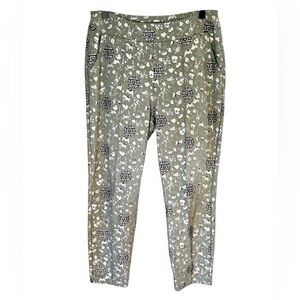 Soft Surroundings Asian Inspired Sage Green Silver Ponte Slim Pull On Pant Sz M